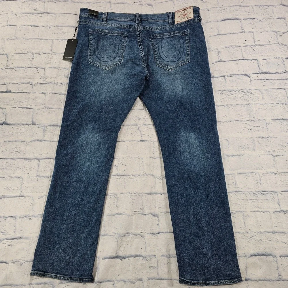 True Religion Ricky Relaxed Straight Men 44 Blue Dark Roper Wash Denim Jeans
